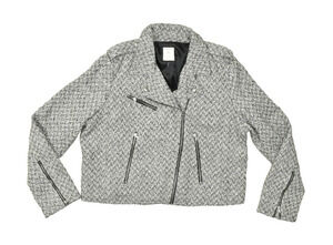Gap Design & Crafted Women's Tweed Moto Jacket Regular Size XXL Black White NEW